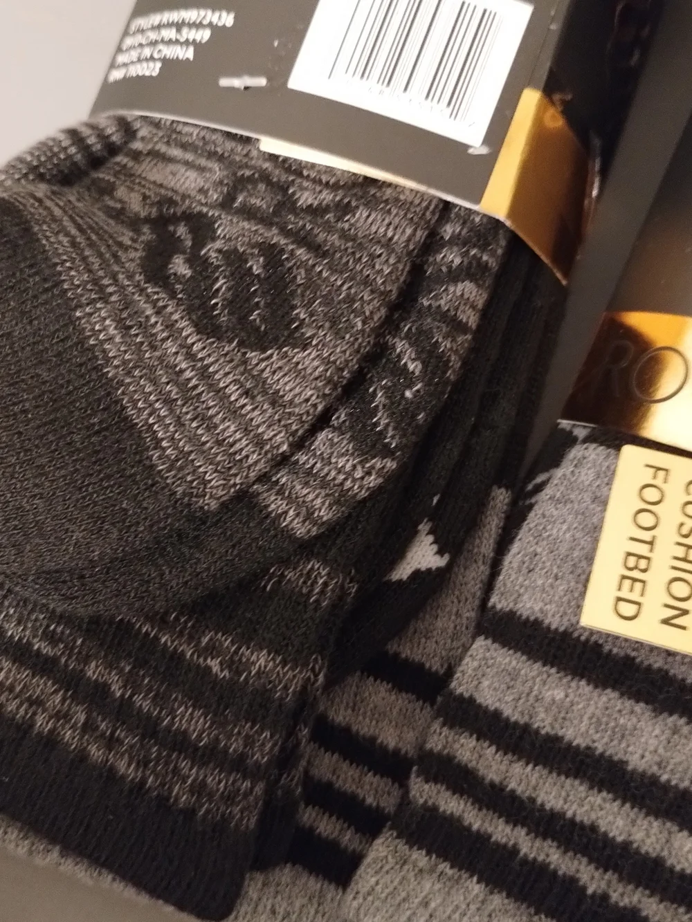 Men's Rocawear Black & Gray Striped Cushion Crew Socks - 6 Pair